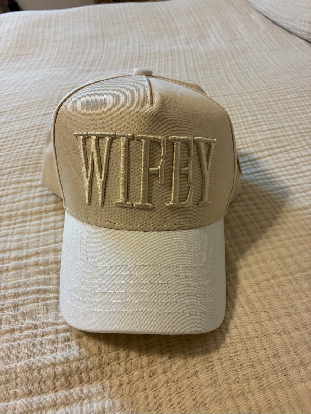 Altar'd State WIFEY Embroidered Cap - Cream and White